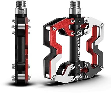 INBIKE Pedale Fahrrad MTB Rennrad Moutainbike Fahrradpedale Trekkingrad Flat Pedal Robust Aus Aluminiumlegierung Rot