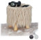 Relaxdays Fell Hocker, flauschig, 4 Holzbeine, gepolsterter Fußhocker, Kunstfell, rund, Dekohocker HxD: 31x31 cm, braun