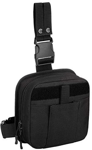 ArcEnCiel Leg Bag Tactical First Aid Pouch Drop Waist Thigh Hip Fanny Pack Tool Gear for Paintball Airsoft Motorcycle Riding (Black)