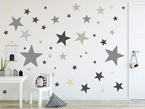 timalo® 120 Stück Wandtattoo Kinderzimmer XL Sterne Pastell Wandsticker – Aufkleber | 73079-SET12-120