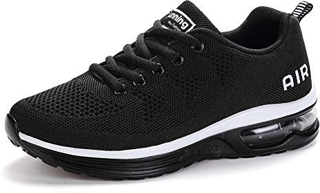 Air Zapatillas de Running para Hombre Mujer Zapatos para Correr y Asfalto Aire Libre y Deportes Calzado Black 44