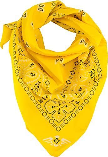 fashionchimp XXL Nicki-Halstuch aus 100% Baumwolle, 70x70 cm, Unisex Bandana, Halstuch, extra groß (Paisley-Gelb)