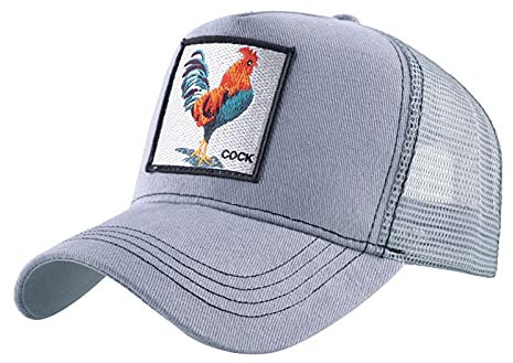 WSMYG Bestickte Animal Baseball Cap, Mesh Cap, Schirmmütze, Trucker Cap Verstellbares Huhn Grau