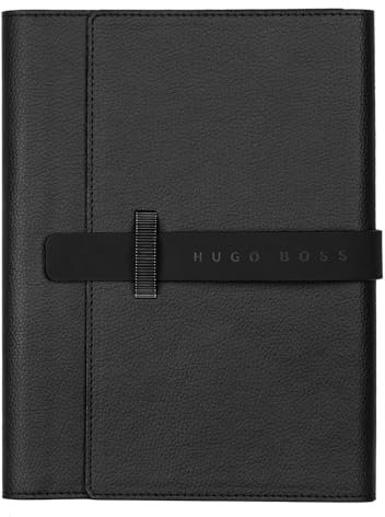 Hugo Boss Schreibmappe Illusion Gear A5 aus Kunstleder in der Farbe Schwarz, 23,5 x 17,5 x 2 cm, HDM212A