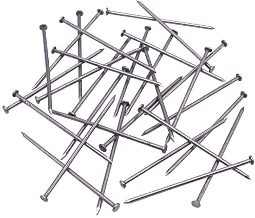 SKIR'CO (800 piezas) Clavos de construcción de acero de 1,8 x 50 mm, cabeza redonda plana, clavos de alambre comunes multiusos para madera