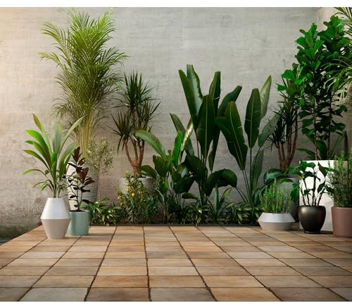 decomonkey - Papier Peint Panoramique Adhésif Plantes 441x315 cm - Stickers Muraux Salon Chambre Déco XXL Autocollant Murale Bureau - Gris vert marron - Jardin nature plantes fleurs photographie