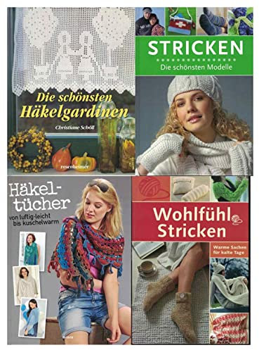 4 x Moderne Modelle. Stricken Häkeln. Tücher. Stolas. Gardinen. Socken. Mützen. Schals.