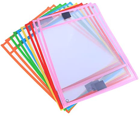 OFFSCH Trocken Abwischbare Pvc Tasche 12 Stück Mit Stifthalter Durchsichtig Wiederverwendbare Schreibwarenhülle Für Büro Und Schule