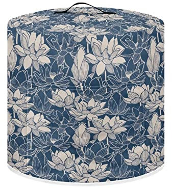 NETILGEN Insulated Pressure Cooker Appliance Cover, Also Fit for Rice Cooker, Air Fryer and Crock Pot, 8 Qt Dust Cover with Pocket for Spoon/Cooking Utensils/Recipes, Machine Washable, Blue Lotus