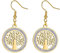 Dreamtimes Pendientes Árbol de la Vida para Mujer Acero inoxidable transparente Oro Circón Pendientes redondos Árbol familiar Moda Regalo de boda Encanto Joyería de lujo (oro)