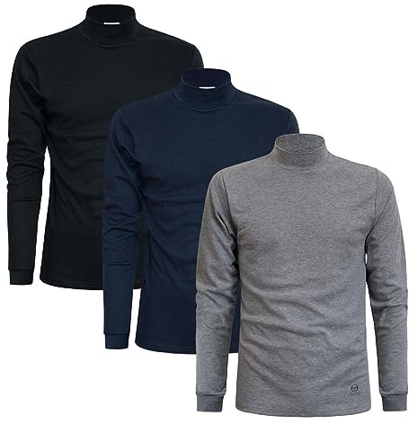 Sergio Tacchini Herren Rollkragen Pullover Langarmshirt Warm Baumwolle 2 und 3er Pack