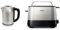 Amazon Basics 1.7L Edelstahlwasserkocher mit Digitalanzeige8 + Philips Toaster – 2 Toastschlitze, 7 Stufen, Brötchenaufsatz, Auftaufunktion