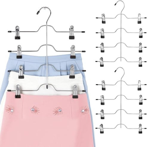 Tekenewbse 3 Pezzi Grucce Pantaloni, Grucce Pantaloni Metallo con Pinze Antiscivolo e Regolabili per Gonn Jeans, Asciugamani, Pantaloncini, Cravatte e Calzini