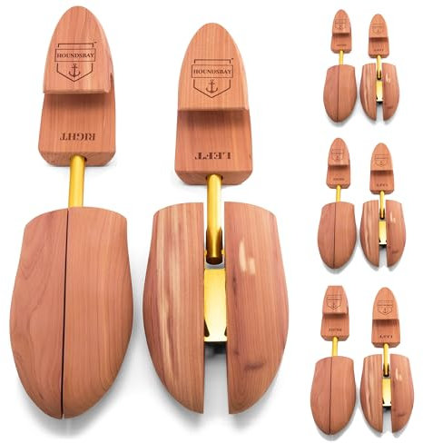 HOUNDSBAY Cedar Shoe Tree - Shoe Trees for Men & Women, Sneakers, Widener & Shaper, Natural, Small / 6.5 - 7.5 US
