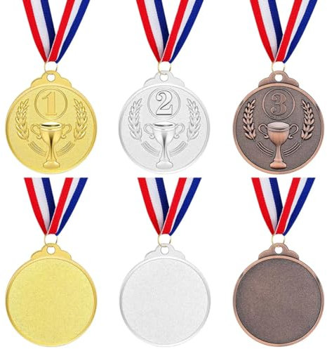 NHPY 6 Pièces Ligue des Champions trophée,trophée Football,médailles en métal,Medaille Enfant,Récompenses gagnantes, Prix compétitif pour Enfants,Médailles en Bronze doré argenté