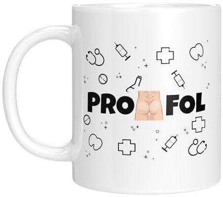 TassenTicker - Tasse mit Spruch - Propofol - Geschenk Krankenschwester - Arzt, Ärztin - Helfer, Helferin - Spritze - lustig, witzig, (Weiss)