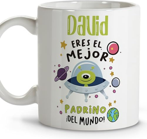 LolaPix Regalos padrinos bautizo. Tazas personalizadas. Tazas originales para regalar. Regalo padrino. Regalos para padrinos. Taza cerámica 330 ml.
