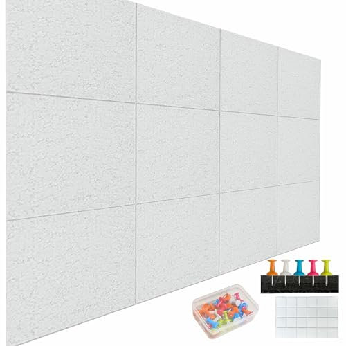 DAWNYIELD Lot de 12 Panneau Acoustique Muraux, Tableaux en Feutre Mural Autoadhésif 30x30 cm pour Studios d'enregistrement, Salles de Musique, Bureau, Salle de Jeux (Gris Clair)