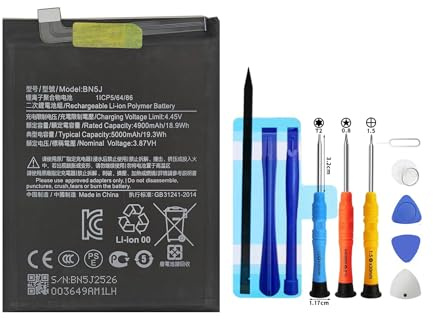 Vvuilsty BN5J Ersatzakku für Redmi Note 12 5G,0 Cycle Akku kompatibel mit Redmi Note 12 5G/Poco X5 5G with Repair Tool Kits