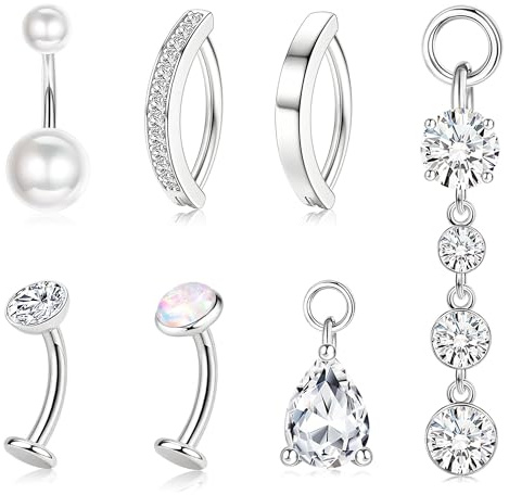 Bauchnabelpiercing Gold Chirurgenstahl - Hypoallergen Bauchnabelpiercing Schwangerschaft Ring Silber Piercing Bauchnabel Mit Anhänger Clicker Dangle Bauchnabel Belly Piercing Schmuck 14G 10mm/12mm