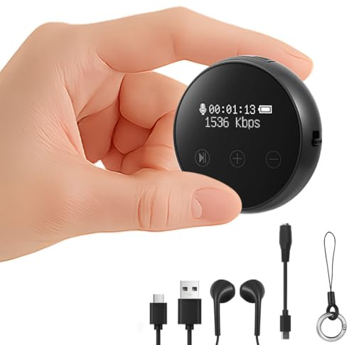64G Diktiergerät, 1536 Kbps, One-Touch-Aufnahme, Sprachsteuerung, Audio Aufnahmegerät Abhörgerät, 35 Stunden Aufnahme, Rauschunterdrückung, Tragbares Voice Recorder für Interviews/Meeting