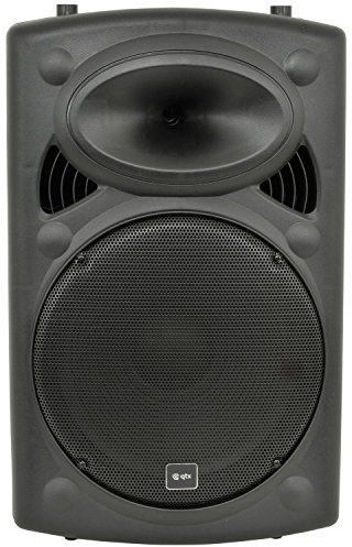 QTX QR15PA 15'' 250W 103dB PORTABLE PA UNIT W/BUILT-IN AMPLIFIER, 2x VHF HANDHELD MICS & USB/SD MEDIA PLAYER