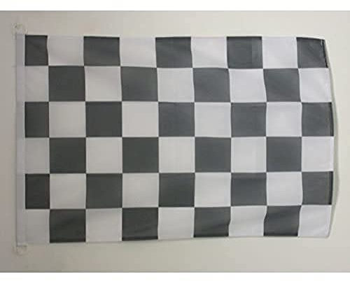 AZ FLAG - Drapeau Damier noir et blanc Spécial Extérieur - 150x90 cm - Drapeau À Damiers - Course Automobile - Formule 1 En Maille Bloquée Avec Anneaux Plastiques Intégrés - 170g