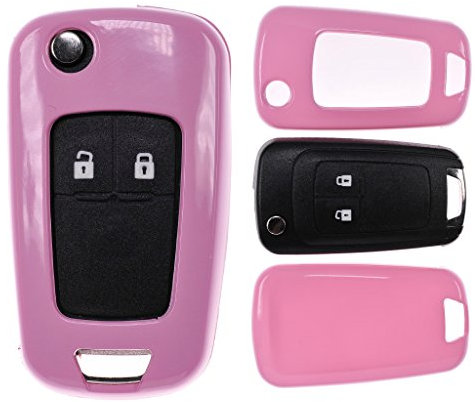 Klapp Schlüssel Cover Harthülle Pink kompatibel mit Opel Astra J Corsa D Meriva Insignia Zafira Adam