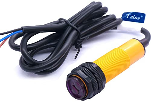 Taiss/Interruttore di Prossimità M18 Sensore Fotoelettrico a Riflessione Diffusa Sensore Ottico a tre Linee PNP NO(Normalmente aperto)30 cm Regolabile 6-36VDC E3F-DS30P1
