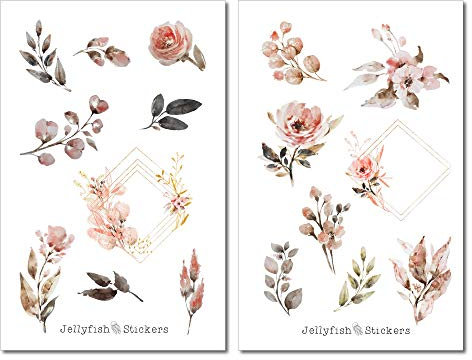 Goldene Rosen Sticker Set | Florale Aufkleber | Journal Sticker | Blumen Sticker | Planersticker