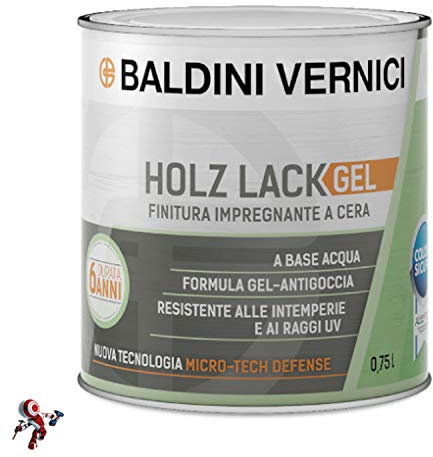 Finitura per legno esterno HolzLack Gel 750 ml impregnante legno esterno cera cerato bianco trasparente noce scuro noce chiaro impregnante per legno esterno Baldini Vernici (BIANCO)