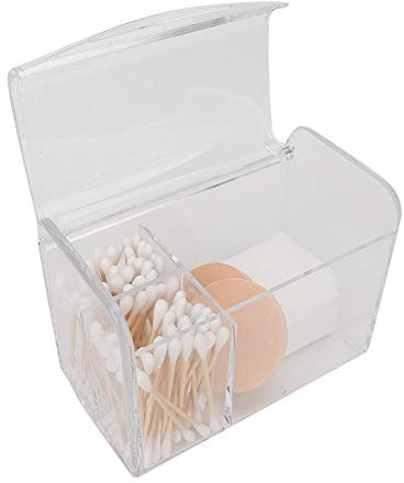 Cotton Swab Balls Holder Transparent Storage Box Makeup Powder Puff Organizer Acrylic Cosmetics Case Container with Lid for Cotton Pads, Cotton Swabs, Powder Puff