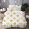 MANISENG Parure de lit,Modèle sans Couture de Fleur de lys doré,1 Housse de Couette 220x240 + 2 Taies d'Oreillers