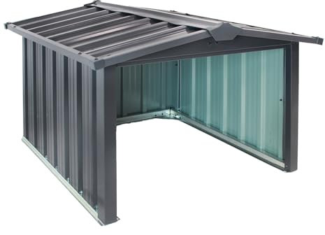 TRUTZHOLM Rasenmährobotergarage mit Satteldach B 87 x T 88,5 x H 59,5 aus verzinktem Stahl Mähroboterüberdachung Carport anthrazit