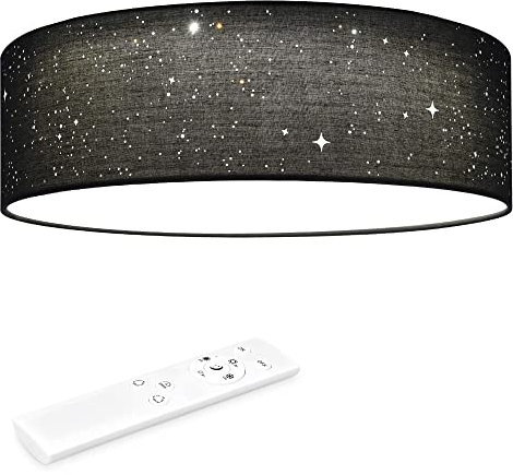 Navaris LED Deckenleuchte 40cm - Dimmbar Farbtemperaturwechsel Fernbedienung - 22W Dunkelgrau Sternenhimmel - Wohnzimmer Lampe Schlafzimmer Deckenlampe Kinderzimmer Lampe Decke