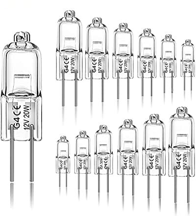 Jaenmsa Lot de 12 ampoules halogènes G4 20W 12V 2800 K 2 broches pour hotte, cuisine, salon, chambre