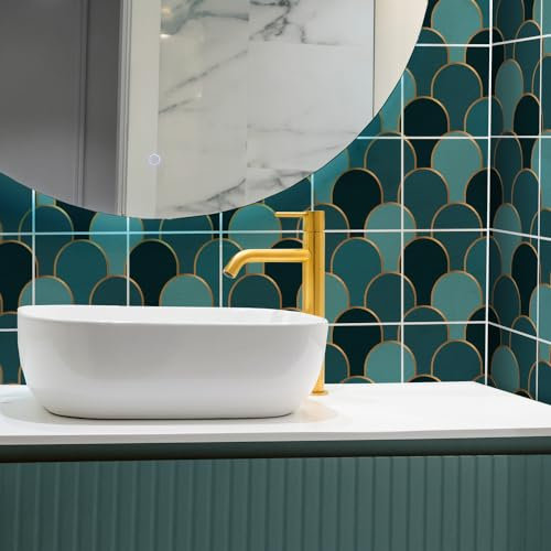RE-COVERTILES - Adesivi per piastrelle bagno e cucina 72 pz 10x10 cm PS00262 - Decorazione murale in PVC impermeabile mattonelle mosaico stile cementine Azulejos