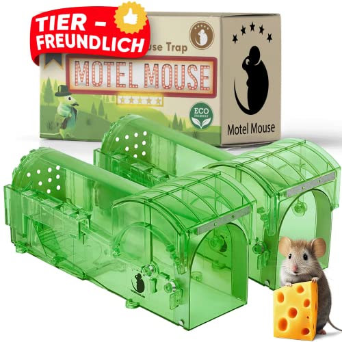 Motel Mouse Mausefalle Lebend - Einfach zu Bedienen, Einfach zu Reinigen, Wiederverwendbar, Berührungsfreie Freigabe Verbesserter Hochsensibler Auslösemechanismus - Mit Handbuch und Video auf Deutsch