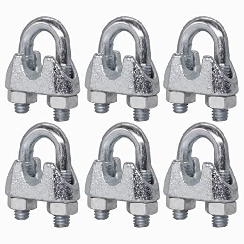 (6 Stück) Drahtseilklemmen M10, Kabelclips, DIN 741, Stahlklemme für Ø 13 mm Drahtseil, U Bolzensattel (6 Stück, M10 für Ø 13 mm)