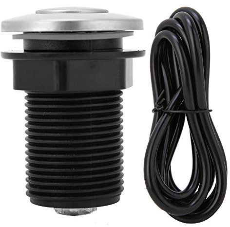 TOPINCN Luftschalter für die Müllentsorgung, Luftschalter, Automatischer Selbstverriegelungsknopf + Pneumatischer Luftschlauchsatz, Edelstahl-EIN/Aus-Ersatzteile für 32-mm-Montagebohrung