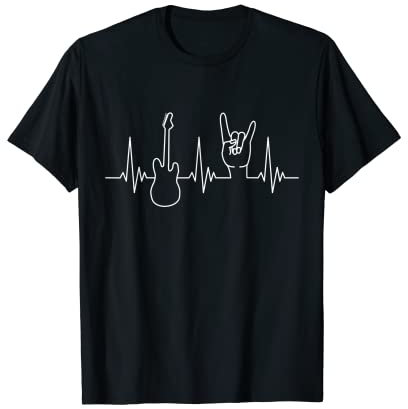 E-Gitarre und Pommesgabel Herzschlag Design für Heavy Metal T-Shirt