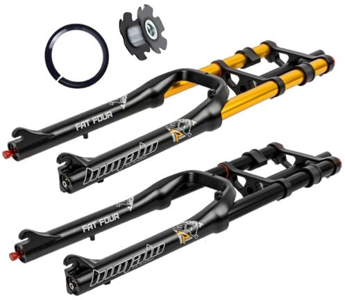 RUJIXU Grosse Fourche 26 4.0 Droit 1-1/8 DH Fourches À Suspension for VTT Air Frein À Disque Verrouillage Manuel BMX Vélo Électrique QR Réglage De L'amortissement 3080g (Color : Black, Size : 26)