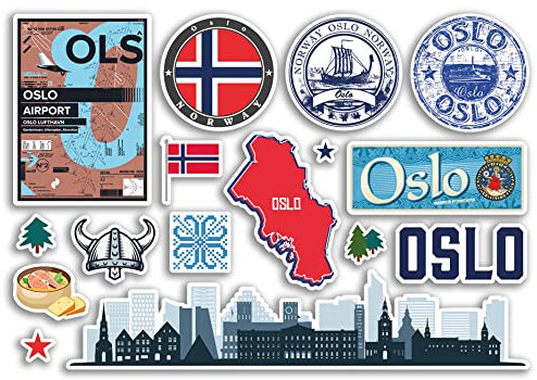 A5 Aufkleberbogen Oslo Sehenswürdigkeiten Vinyl Aufkleber - Norwegen Norwegen Norwegen Flughafen Briefmarken Skyline Flagge Reise Urlaub Scrapbooking Stadt Gepäck #79124