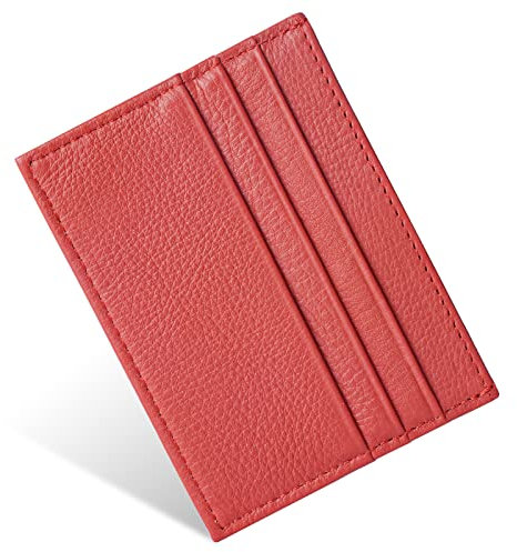 URAQT Leder Kartenetui, Kreditkartenetui, Leder Geldbörse, Magic Wallet Geschenk Leder Wallet, Unisex (Rot)