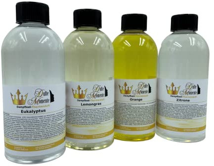 Dufte Momente | Dampfbad Duft Konzentrat 4 x 500ml | naturreine und natürliche ätherische Öle | für alle gängigen Dampfduschen, Verdampferanlagen, … geeignet | vegan und ohne Tierversuche