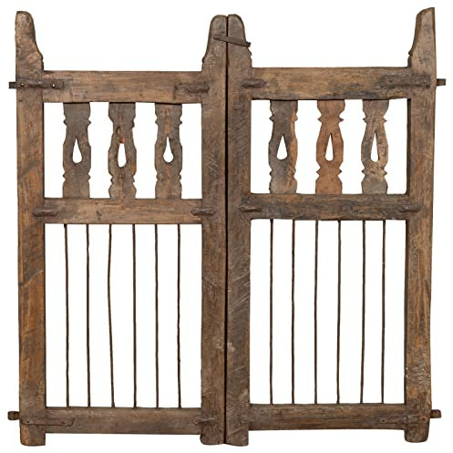 Biscottini Tor aus Holz für den Außenbereich 97 x 5 x 96 cm | Gartentor mit Doppeltür | Gartentor im Vintage restauriert