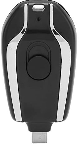 Keychain Portable Charger, 1500mAh Small Backup Power Bank, Mini Emergency Pod, Type C Fast Charging, Key Ring Cell Phone Charger for Andriod (Black)