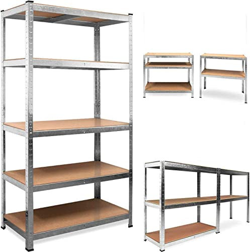 BRIEFNESS Stahlregal Schwerlastregal mit 5 verstellbaren Böden für Garage, Heimarbeitsplatz Verzinkt