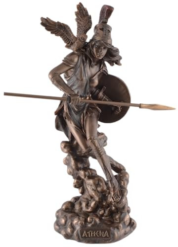 Griech.Göttin Athene auf Wolke,mit Speer,aus Kunststein, bronziert-coloriert, Veronese