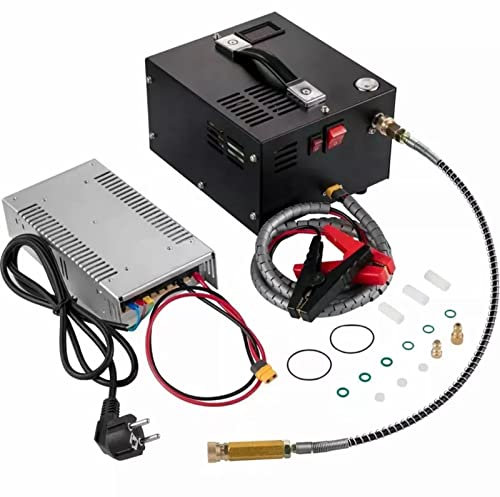 Portable PCP Air Compressor 12V DC, PCP Compressor 4500 Psi, Paintball Air Compressor 30MPa,PCP Air Rifle Pump 110V/220V AC, High Pressure Pump Scuba Tank Compressor Pump,Black